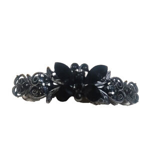 Black Butterfly Hair Barrette Tension Clip Metal Acrylic? Whims goth